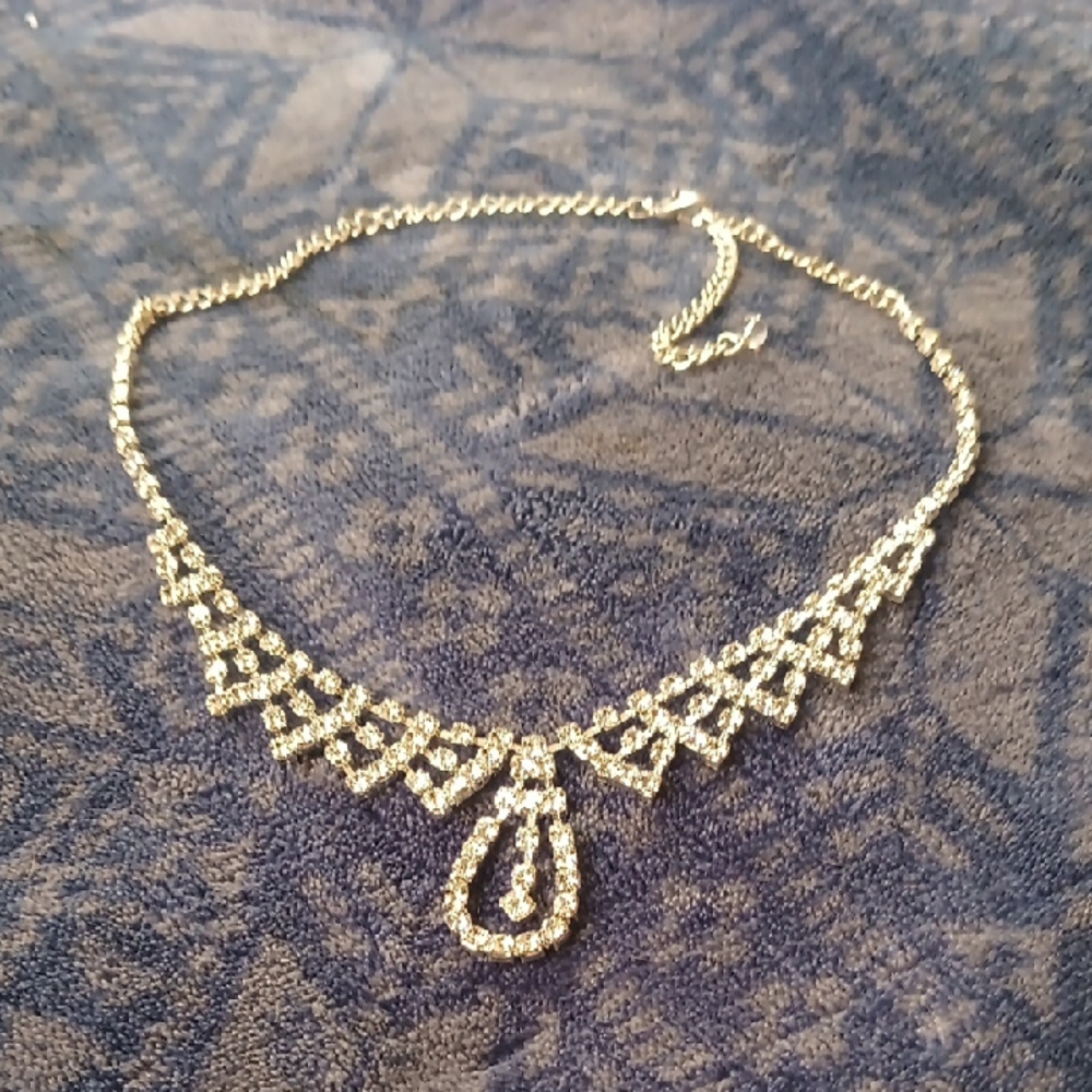 David's Bridal Gold Necklace with Crystal Details